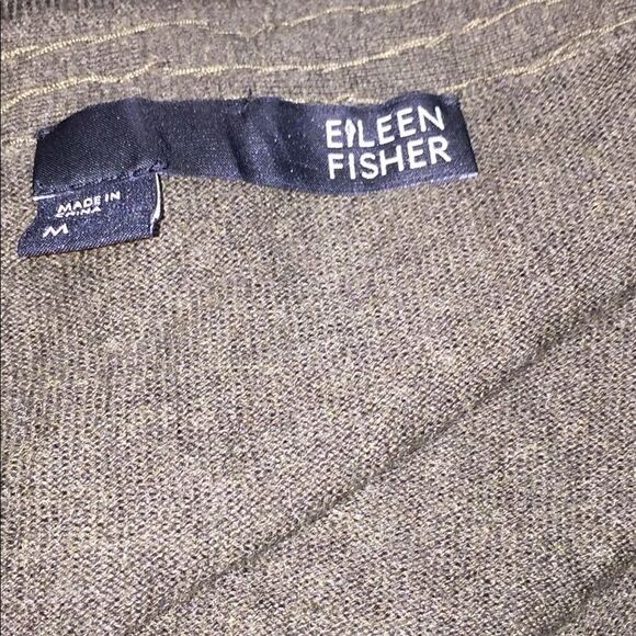 Eileen Fisher olive Green Embellished Button Front Cardigan Lairs Size Womens M - Picture 5 of 5